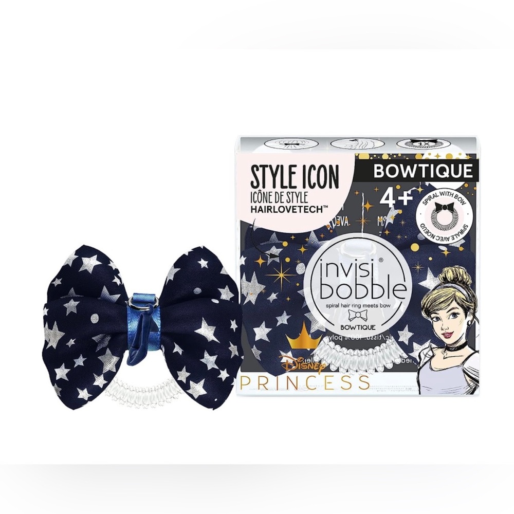 NWT-Invisibobble Bowtique Disney Princess Cinderella 1-pc Spiral Hair Ring w/Bow